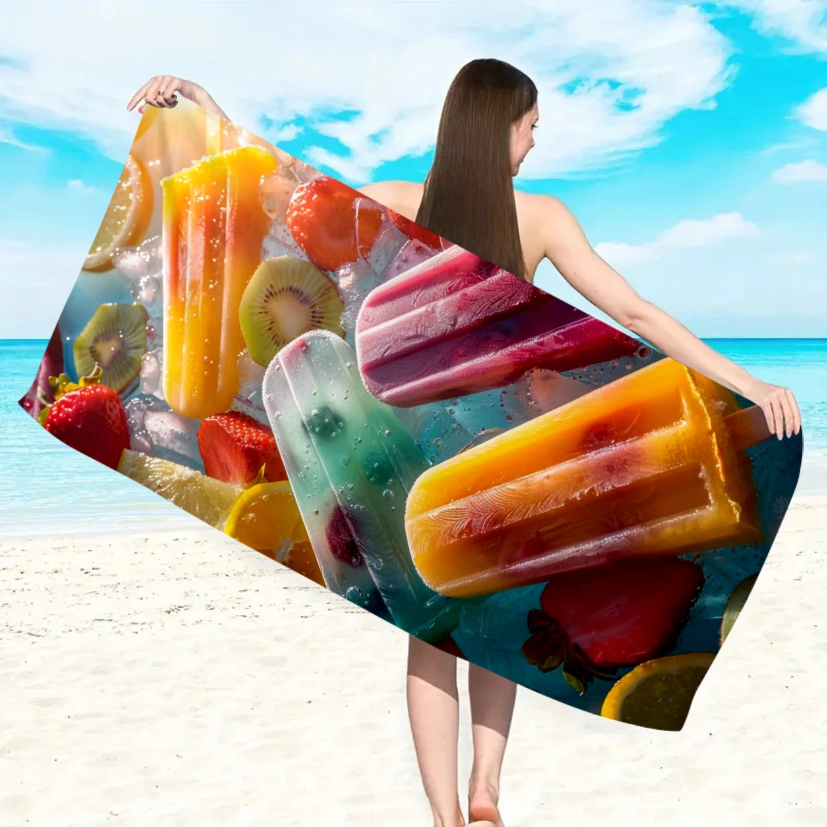 Strandtuch mit Eiscreme-Motiv – Schnell Trocknendes & Saugfähiges Mikrofaser Handtuch | Lustiges Sommer Handtuch für Reisen, Sport & Yoga Kaufschwan®