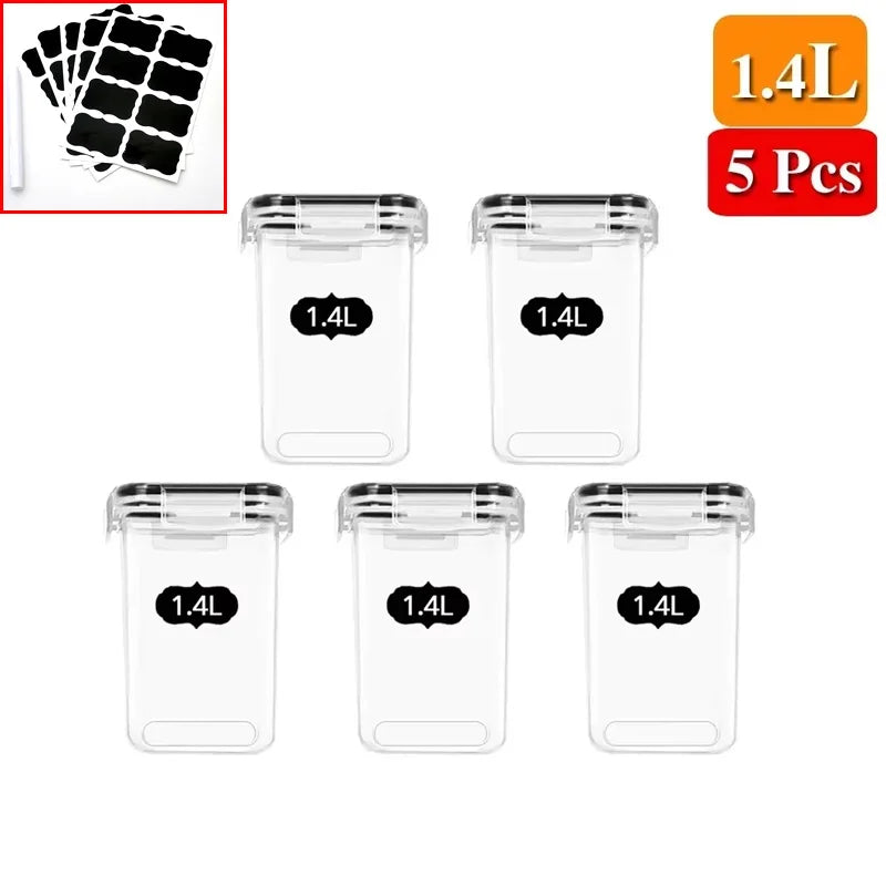 Luftdichtes Lebensmittelbehälter Set – 5-teiliges Küchen Aufbewahrungsset mit Deckel | Versiegelte Kühlschrankboxen für Nudeln & Vorräte Kaufschwan® 1.4L - 5 Stück