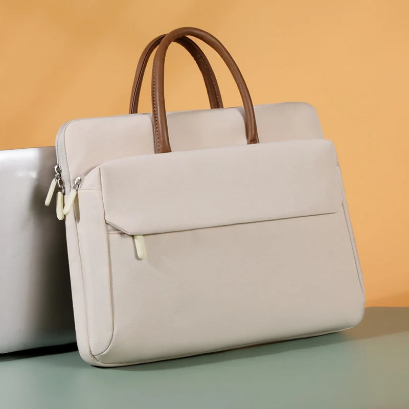 Wasserdichte Laptop Tasche – Tragbare Notebook Handtasche & Schützende Aktentasche für MacBook & Laptops Kaufschwan® Beige 13 Zoll