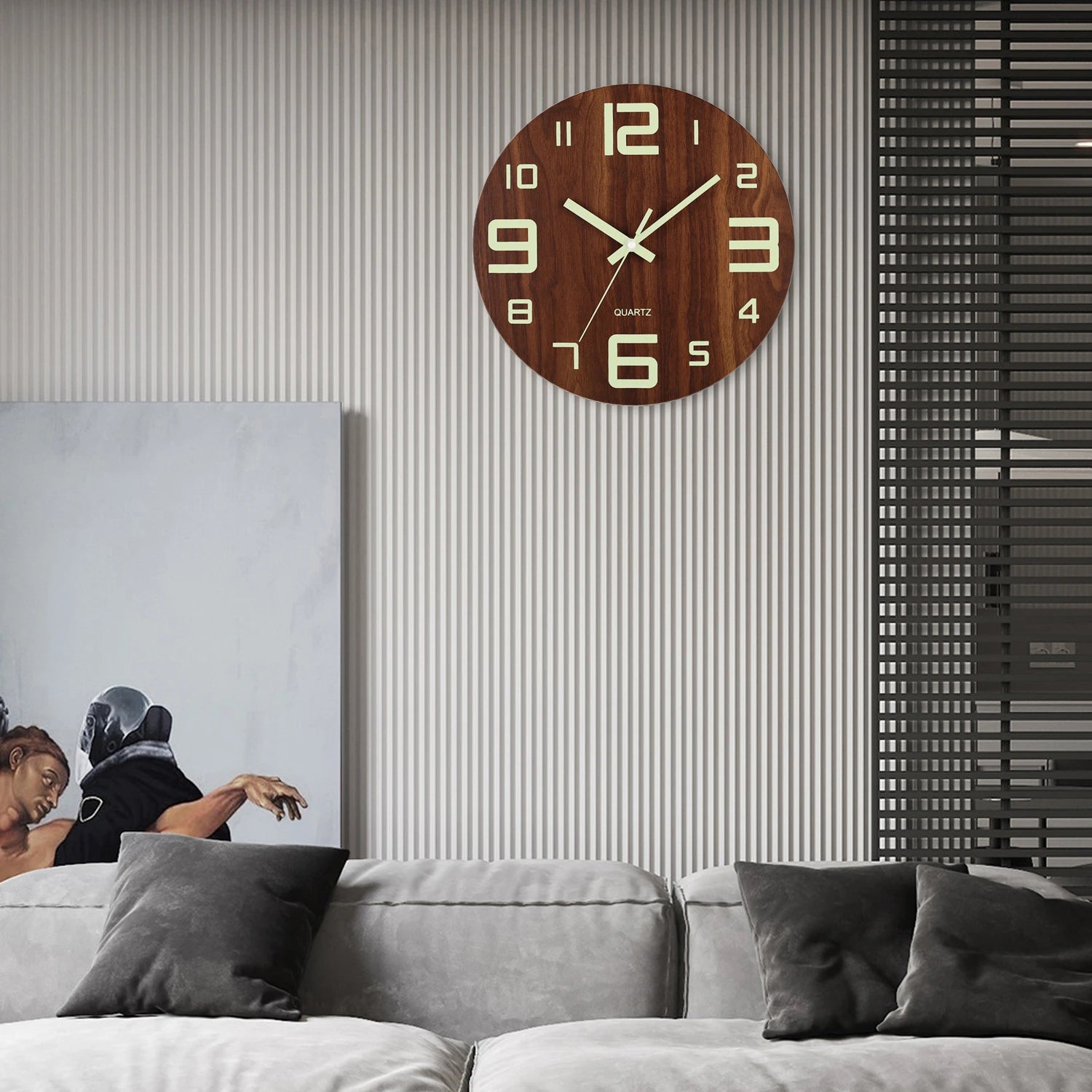 12 Zoll Leuchtende Holz Wanduhr – Leise Nordische Nachtlicht Uhr Kaufschwan®