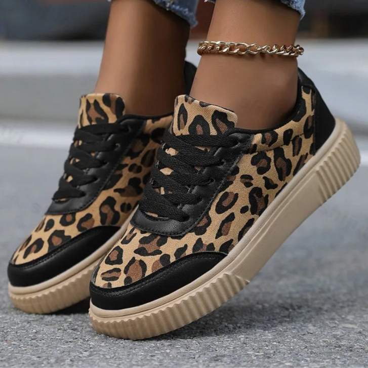 Damen Sneaker mit Leopardenmuster – Retro Chunky Casual Schuhe | Bequemes Flach-Design & Vielseitige Mode Kaufschwan®