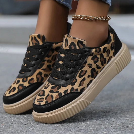 Damen Sneaker mit Leopardenmuster – Retro Chunky Casual Schuhe | Bequemes Flach-Design & Vielseitige Mode Kaufschwan®