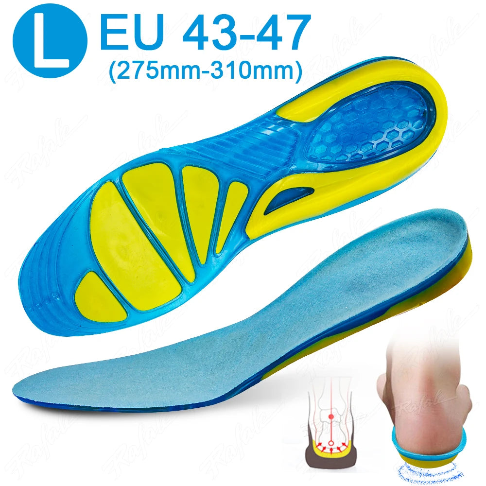 Silikon Gel Sport Einlegesohlen | Rutschfeste Orthopädische Schuhsohlen mit Stoßdämpfung & Fußmassage für Damen und Herren Kaufschwan® L EU 43-47