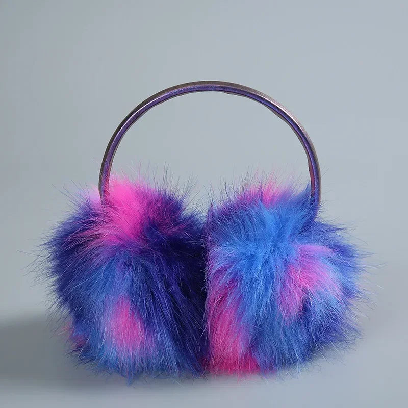 Bunte Regenbogen Winter Ohrwärmer – Plüsch Ohrenschützer | Winddicht, Warm & Weich Kaufschwan® Lila