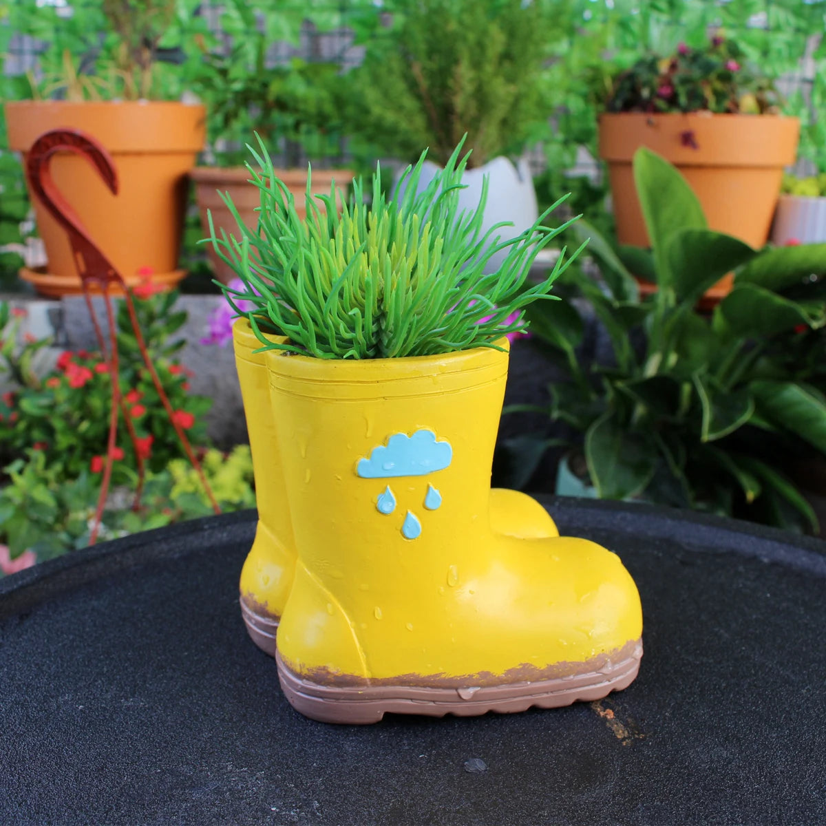 Garten-Mikrolandschaft, stiefelförmiger Blumentopf, Büro-Stiftehalter, handgefertigtes Resin-Kunsthandwerk Kaufschwan®