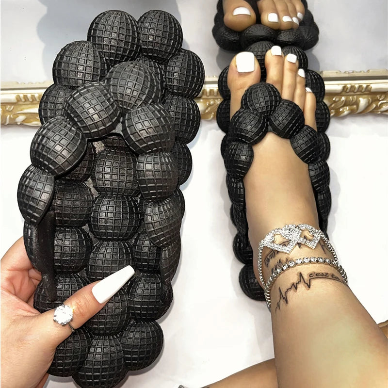 Damen Bubble Flip-Flops | Sommer Fashion Offene Bubble-Slipper | Indoor, Strand & Flache Sandalen Kaufschwan® Design 3 44-45