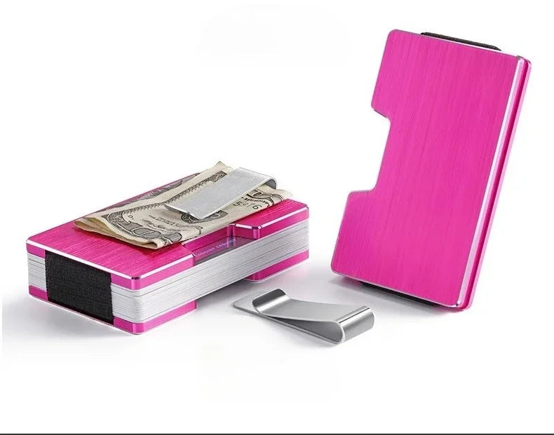 RFID Kreditkartenhalter – Minimalistische Schlanke Metall Geldbörse mit Geldklammer | Luxus Edelstahl & Aluminium Mini Kartenetui für Herren Kaufschwan®