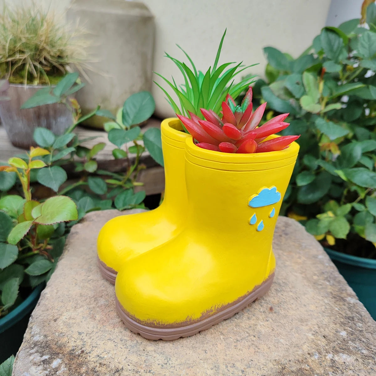 Garten-Mikrolandschaft, stiefelförmiger Blumentopf, Büro-Stiftehalter, handgefertigtes Resin-Kunsthandwerk Kaufschwan®