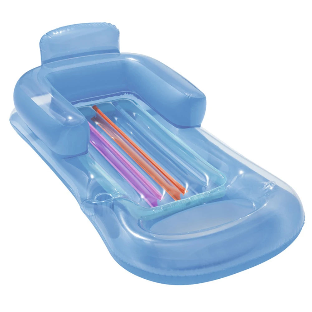 Aufblasbarer Schwimmstuhl mit Armlehne – Schwimmring mit Rückenlehne & Getränkehalter | Pool-Lounge-Sitz Kaufschwan® Blau