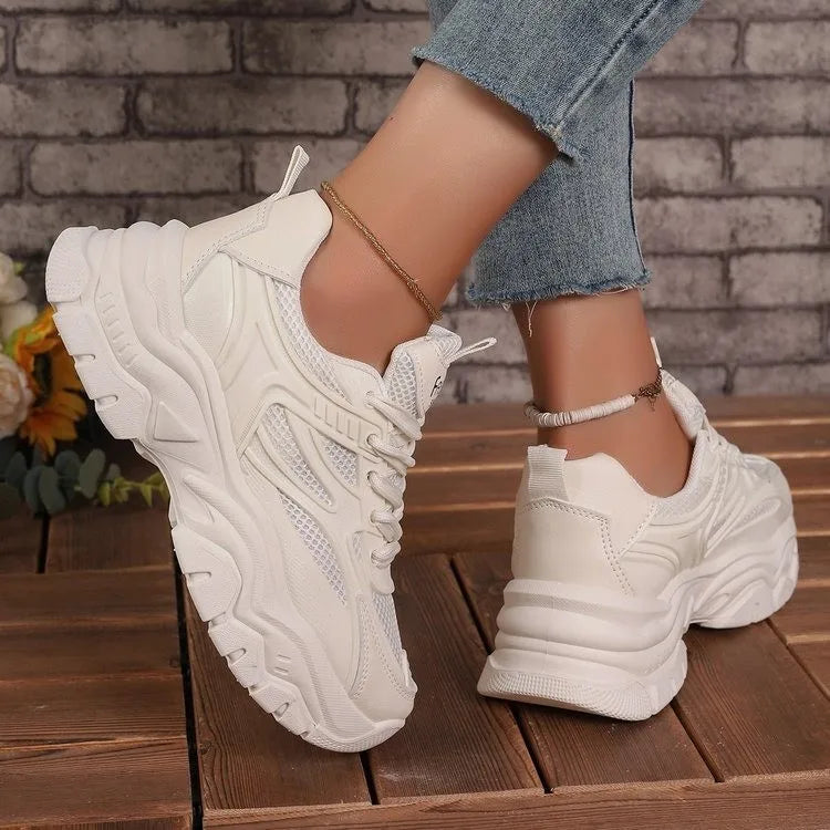 Damen Plateau-Sneaker – Runde Zehenform, Mesh Tennisschuhe | Herbstmode Atmungsaktive & Bequeme Sportschuhe Kaufschwan®