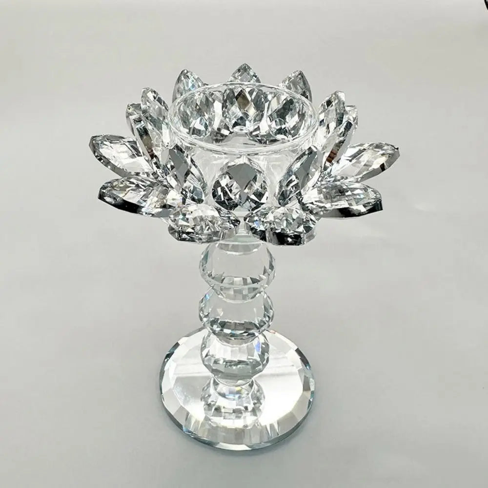 Kristall Lotus Kerzenhalter – Eleganter Klarer Blumen-Teelichthalter mit Flachem Standfuß für Party Dekoration Kaufschwan®