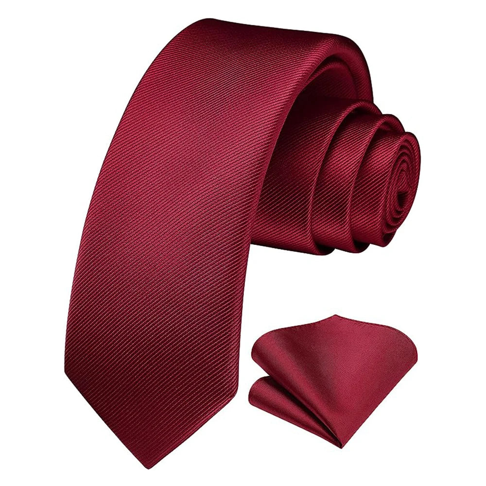 Herren Seidenkrawatten-Set – 6 cm Schmale Krawatte mit Passendem Einstecktuch | Elegantes Geschenk für Hochzeit, Business & Formelle Anlässe