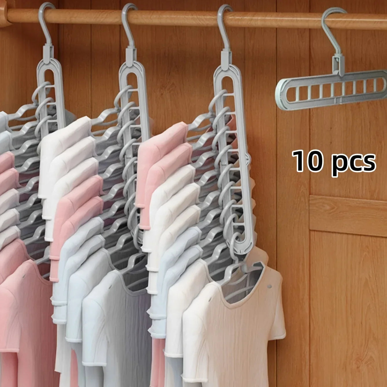 Kunststoff 9 Loch Faltbare Kleiderbügel – Robuster Platzsparender Organizer für Kleiderschrank und Garderobe Kaufschwan® 10 Stück