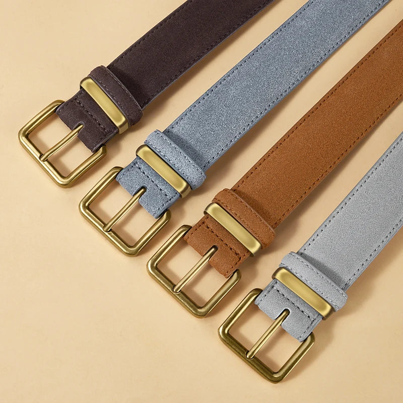Luxus Wildledergürtel aus Rindsleder für Damen – Vintage Stil mit Goldschnalle | 3,5 cm Breiter Taillengürtel für Kleider & Jeans Kaufschwan®