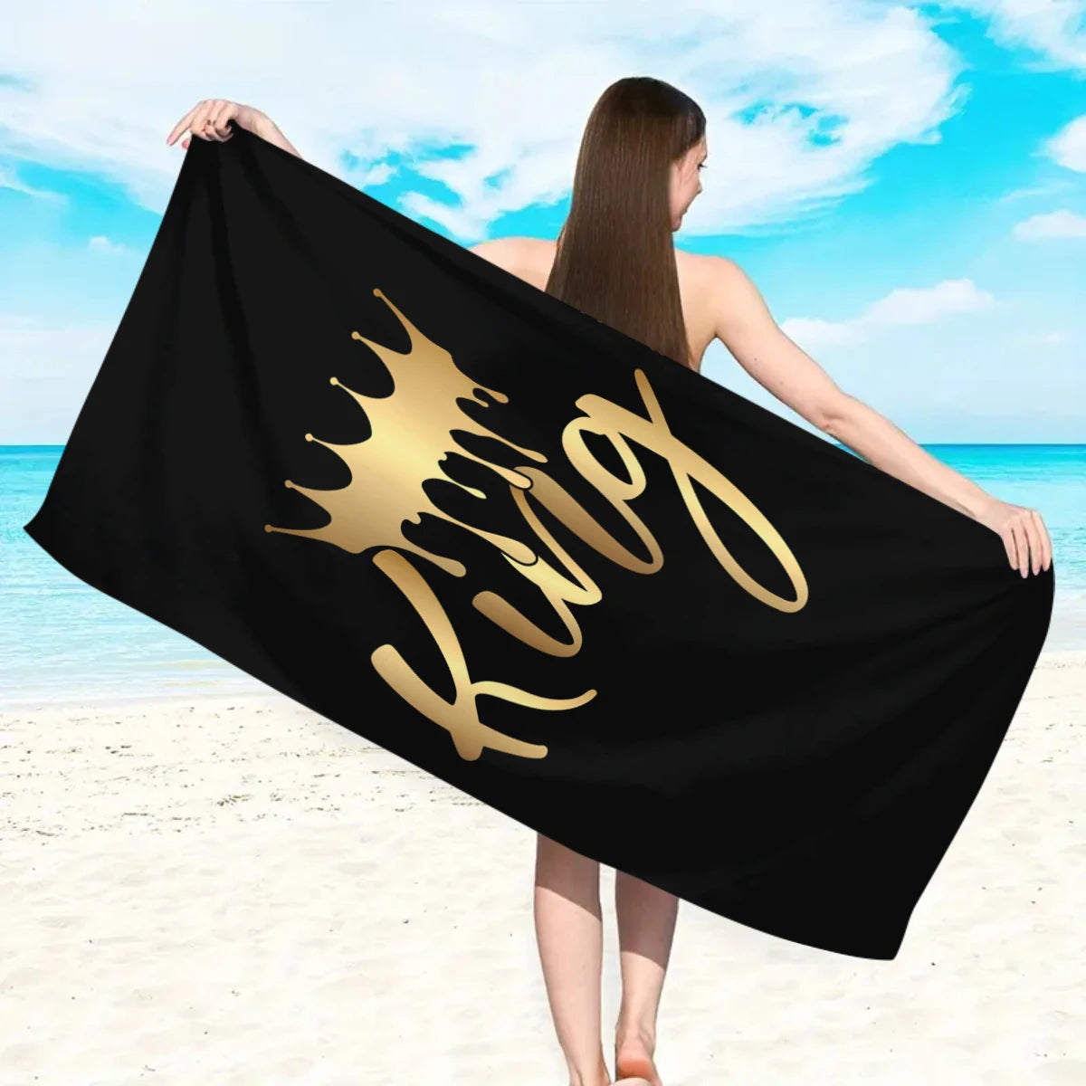 King & Queen Strandtücher – Schnell Trocknende Ultrafeine Mikrofaser Handtücher | Saugfähige Stranddecken für Schwimmen & Reisen Kaufschwan®