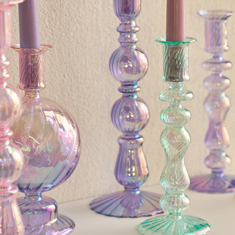 Floriddle Retro Kerzenständer – Hohe Stabkerzenhalter im Glasvasen-Stil für Zuhause, Party & Hochzeitsdekoration Kaufschwan®