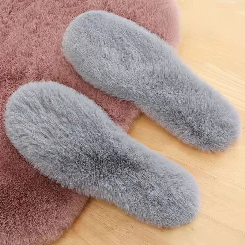 Plüsch Baumwoll Einlegesohlen – Imitiertes Fell, Thermo Winter Sohlen für Damen & Herren, Weiche Schuhpolster für Stiefel Kaufschwan® Grau 35-36(230mm)