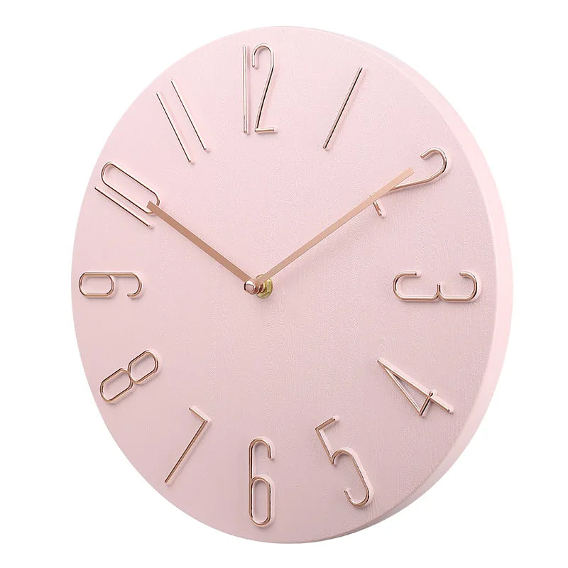 Moderne Minimalistische Luxus Wanduhr – Leise Quarz Deko Uhr Kaufschwan® Rosa 8 Zoll