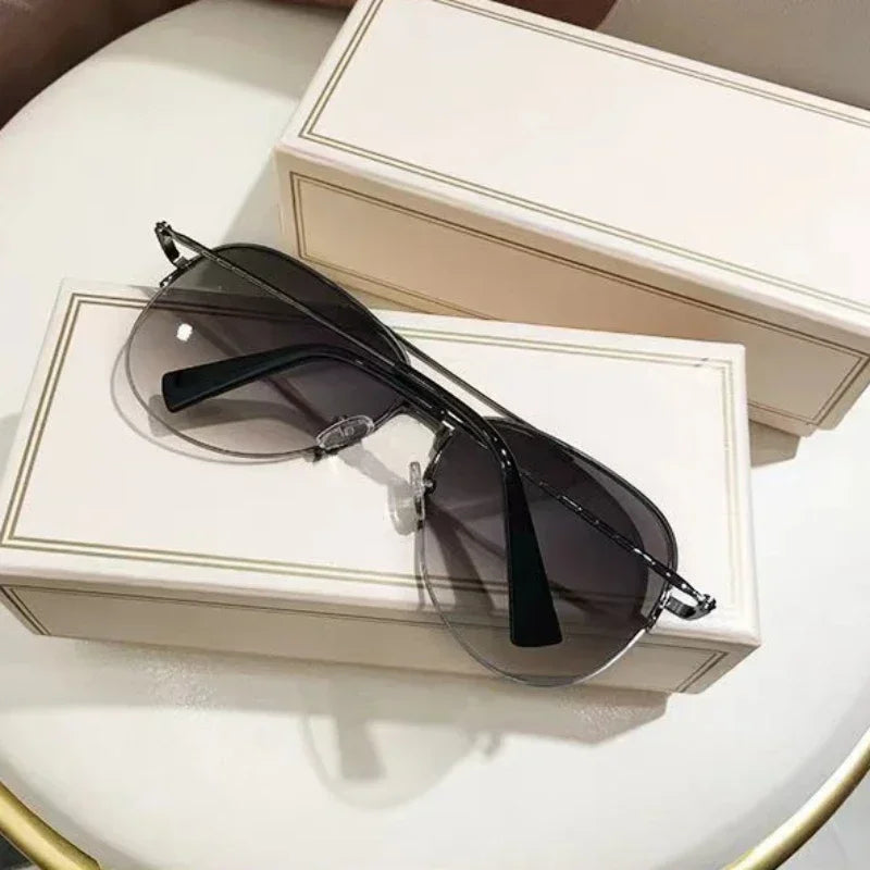 Modische Piloten-Sonnenbrille mit Verlaufsgläsern – Große Sonnenbrille mit UV400-Schutz und entspiegelten Gläsern für Herren Kaufschwan®