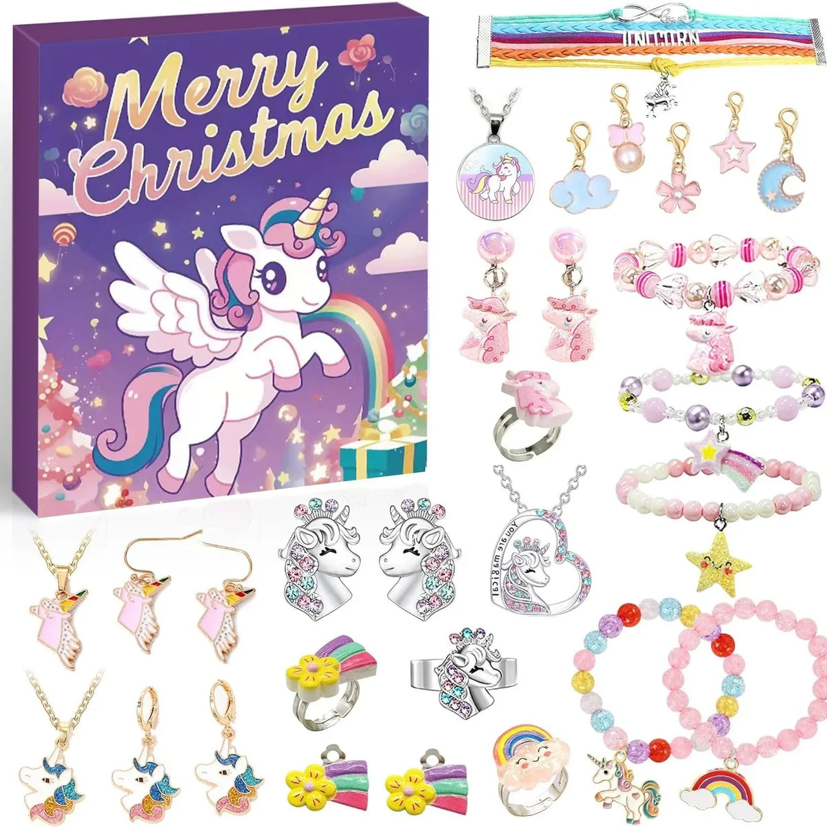 Schmuck-Adventskalender für Teenager-Mädchen – Weihnachtskalender mit Armband-Bastelset, Anhängern & Überraschungen