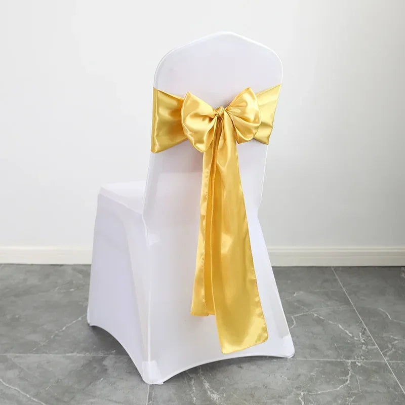 Satin Stuhlschleifen – Hochzeits Schleifenband für Stuhl Dekoration Kaufschwan® Gold 10 Stück