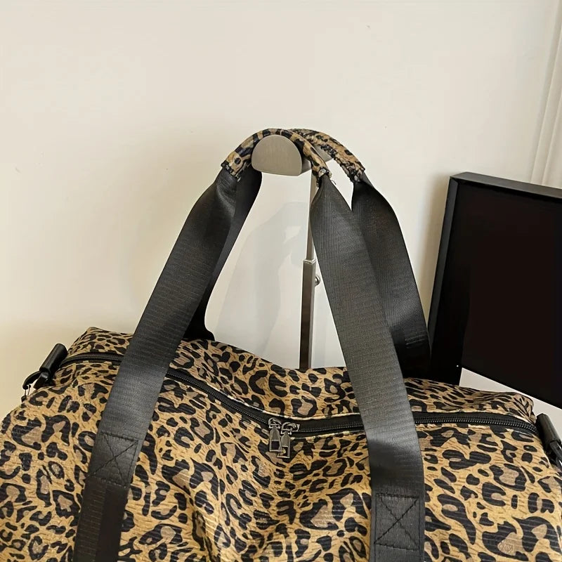 Modische Damen Leopardenmuster Tote Bag – Große Reisetasche Weekender & Overnight Bag mit Schuhfach Kaufschwan®