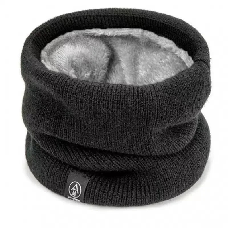 Gestrickter Nackenwärmer Sport Schal – Weicher Winter Gesichts- & Halswärmer für Damen & Herren | Dickes Kälteschutz-Kragenband für Skaten, Laufen & Wandern Kaufschwan® Schwarz