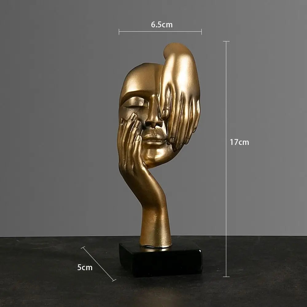 Abstrakte Resin Gesichtsstatue – Nordische Desktop Skulptur im Light-Luxury-Stil für Büro und Zuhause Kaufschwan® Gold-A