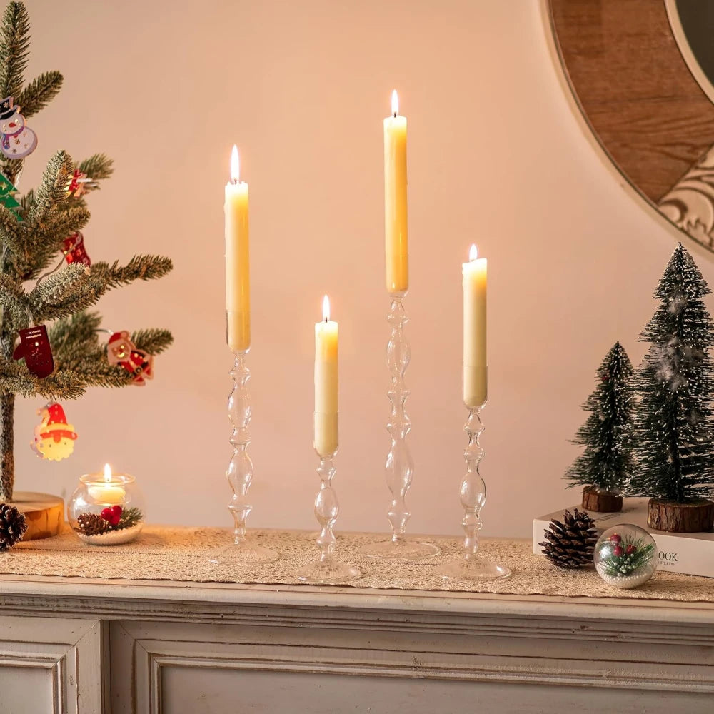 Transparente (3 Stück) Kerzenhalter – Elegante Gewellte Kerzenständer für Stabkerzen zur Wohn- & Party Dekoration