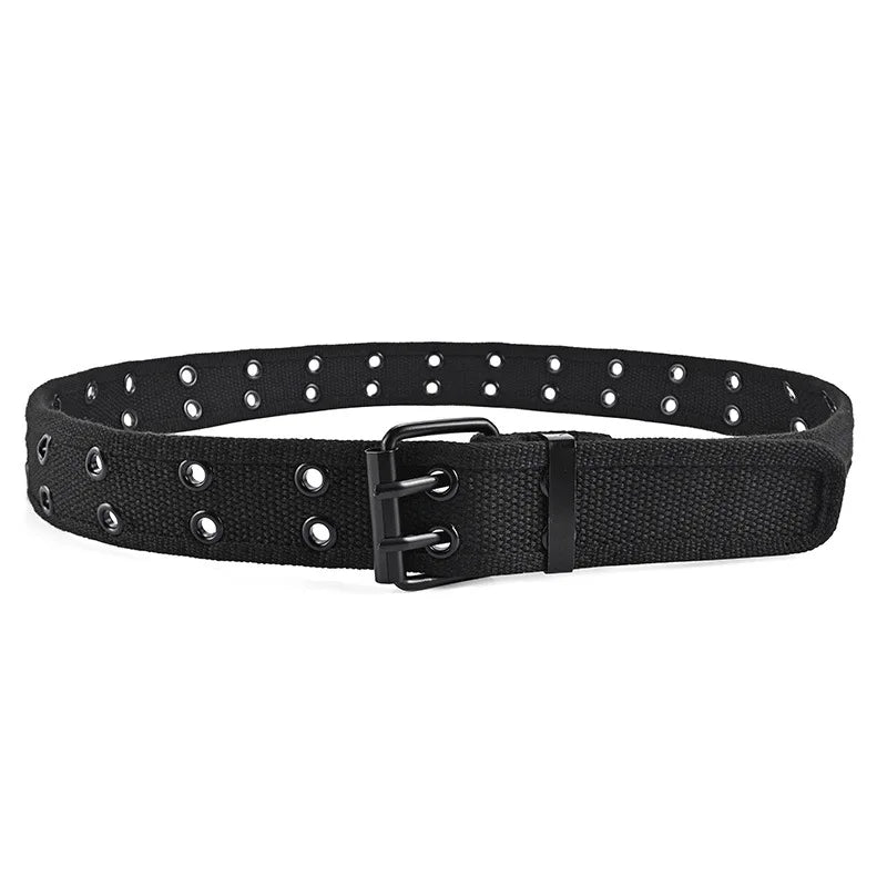 Herren Canvas Gürtel – Schlanker Taktischer Gürtel | Doppeldornschließe Modischer Gürtel für Jeans, Arbeit & Freizeit Kaufschwan®