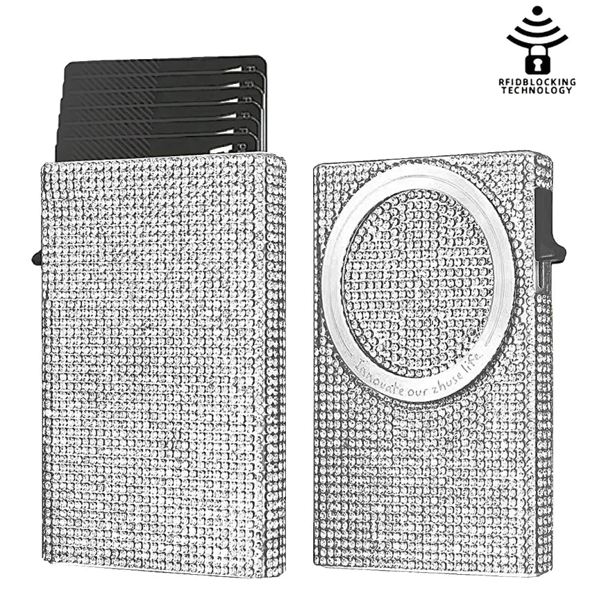 Minimalistische Damen Geldbörse aus Aluminiumlegierung – Magnetischer Automatischer Pop-Up Kartenhalter mit Diebstahlschutz & Blockierung Kaufschwan®