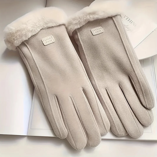 Bequeme Beige Touchscreen Handschuhe – Gefüttert mit Plüsch | Warme Winterhandschuhe für Outdoor & Freizeit Kaufschwan®