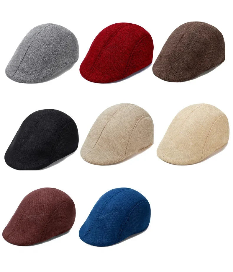 Herren Baumwoll-Leinen Barett Baseballcap | Frühling & Herbst Britische Retro Cap | Atmungsaktive Maler Kappe Mode Accessoire Kaufschwan®