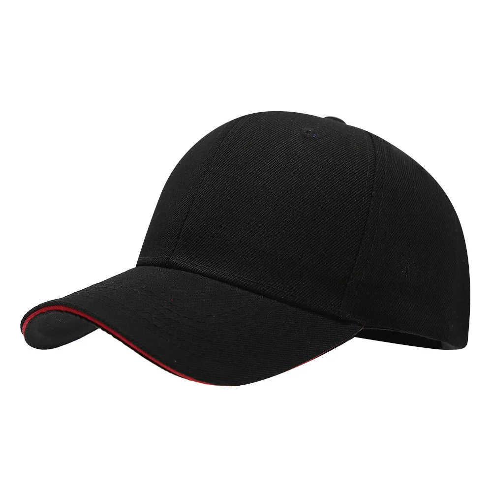 Klassische Baseballkappe | Herren & Damen Freizeit Einfarbige Kappe | Outdoor Reise Mode Baseballcap Kaufschwan® Schwarz Rot Einstellbar