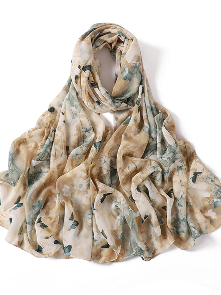 Sommer Boho Chiffon Hijab – Leopard & Aquarell Muster | Ultraleichter Atmungsaktiver Muslimischer Schal für Strand & Reisen Kaufschwan®