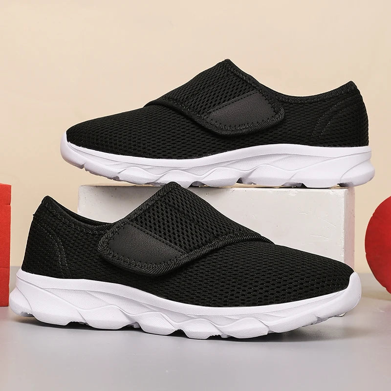 Damen Weitgeschnittene Sneaker – Atmungsaktive Mesh Freizeitschuhe | Bequeme Flache Schuhe für Damen Kaufschwan®