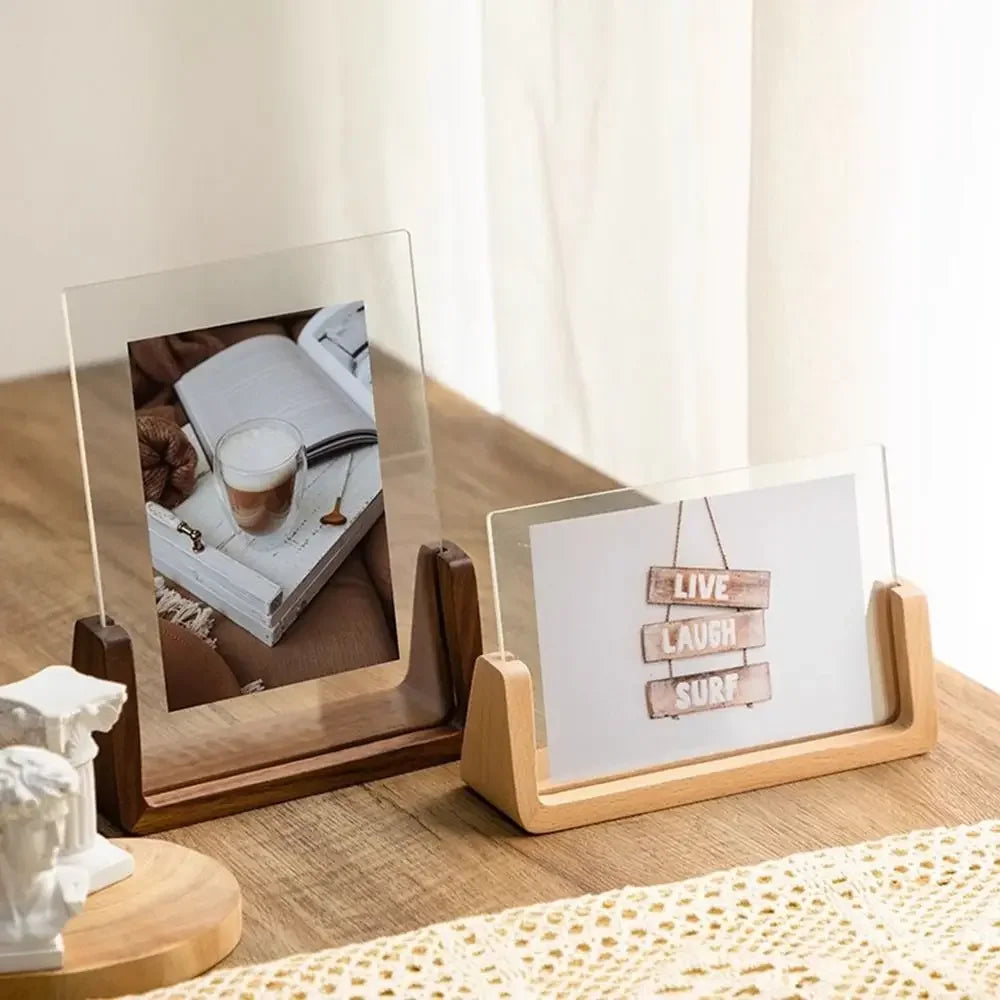 Walnuss / Buche Kreativer Acryl U Form Bilderrahmen – Transparenter Holz Desktop Fotorahmen Kaufschwan®