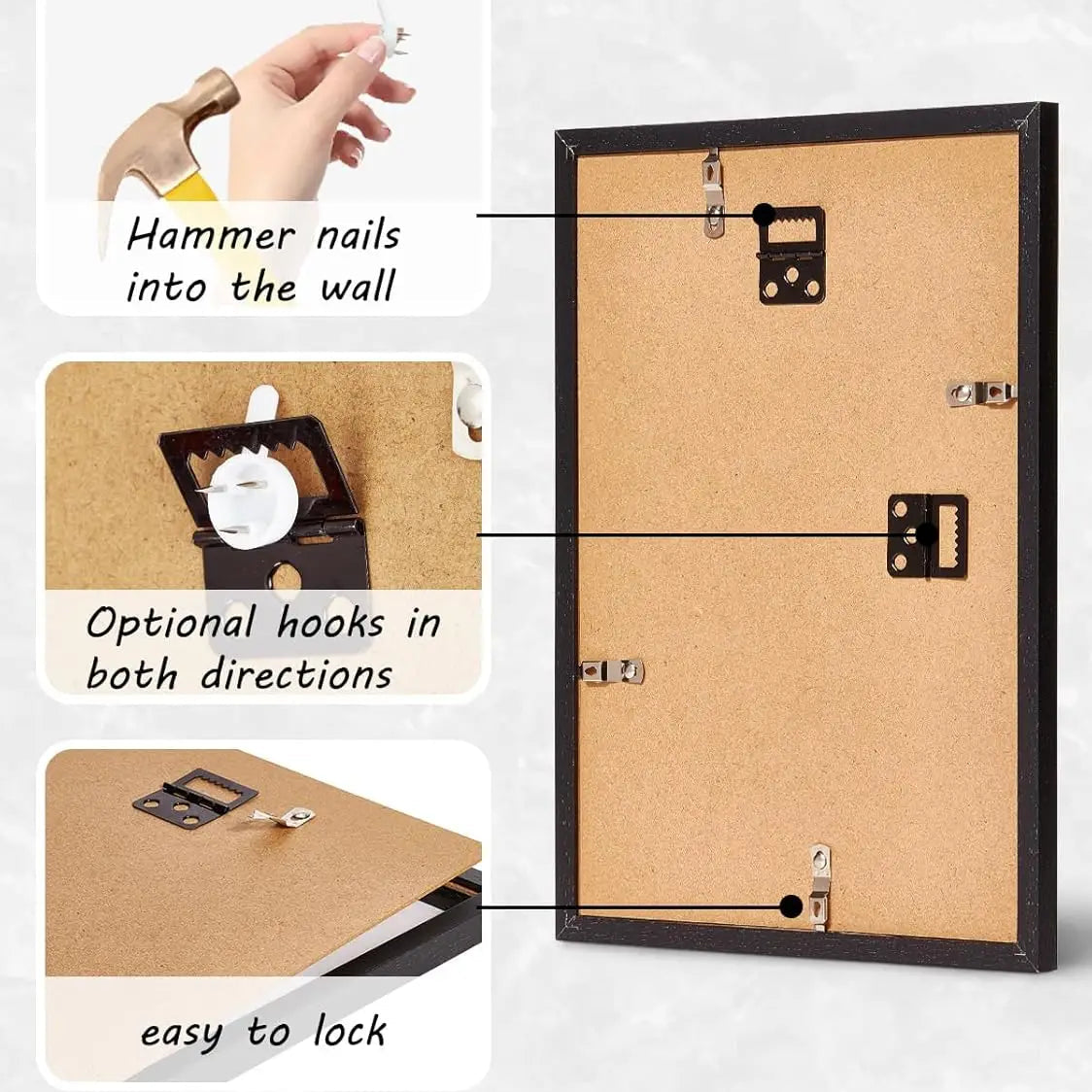 A4 Holz Bilderrahmen Set – Schwarzer DIN A4 Rahmen mit Klarer Plexi Abdeckung Kaufschwan®