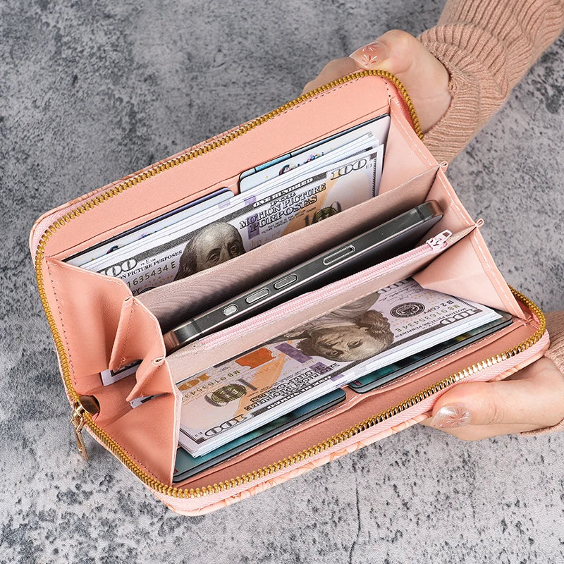 Damen Langbörse – Koreanischer Stil | Multifunktionale Handtasche mit Reißverschluss, Handyfach & Münzfach Kaufschwan®
