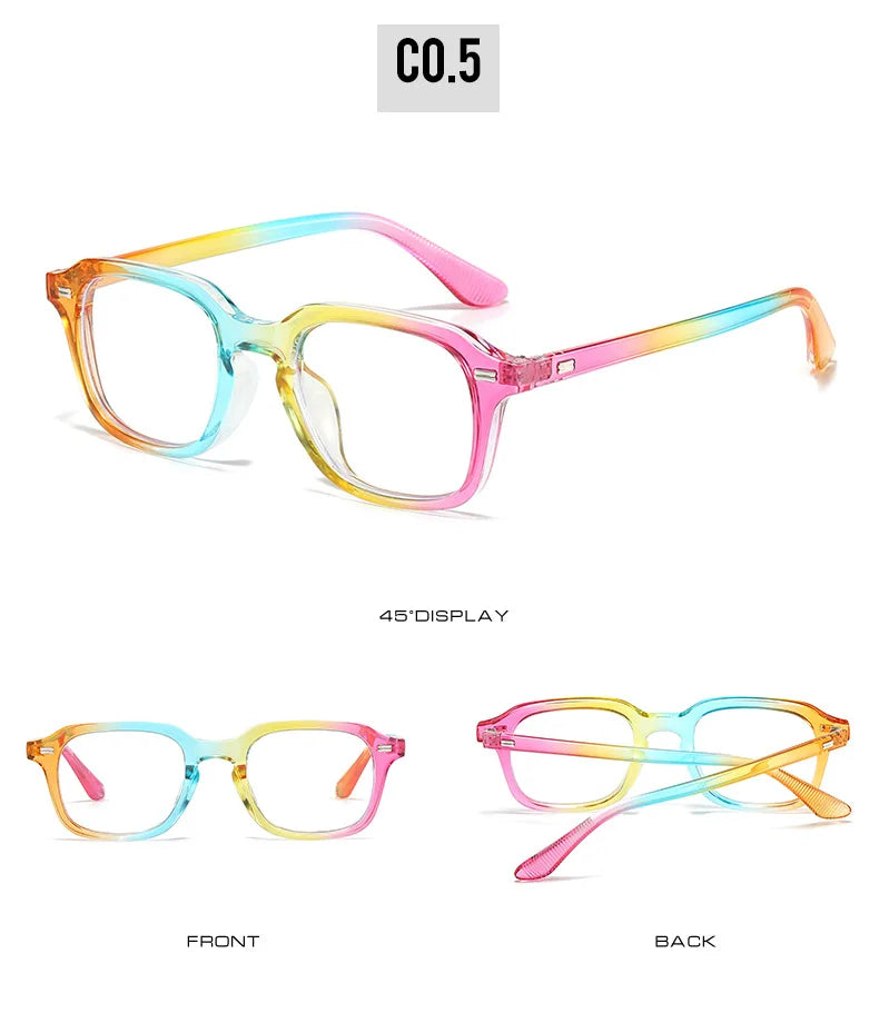 Quadratische Anti-Blau-Licht Brille – Unisex Transparentes Gestell für Damen & Herren | Modische Computerbrille mit Nieten-Design Kaufschwan®
