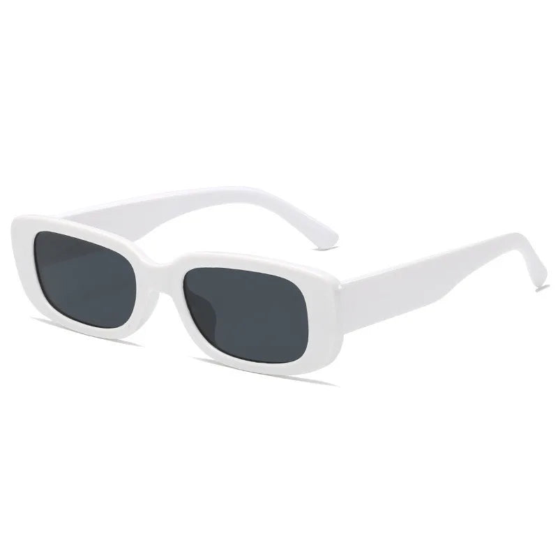 Vintage-Sonnenbrille in Gelee-Farben – Rechteckige Sonnenbrille mit kleinem Rahmen und UV400-Schutz für Damen und Herren Kaufschwan® Weiß