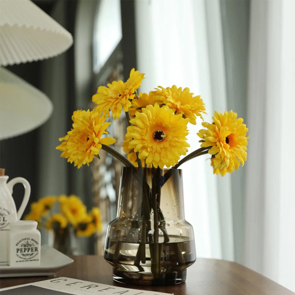 5/10 Stück Künstliche Seiden-Gerbera-Blütenköpfe – Realistische Margeriten für Hochzeit, Garten & Wohnraumdekoration Kaufschwan®