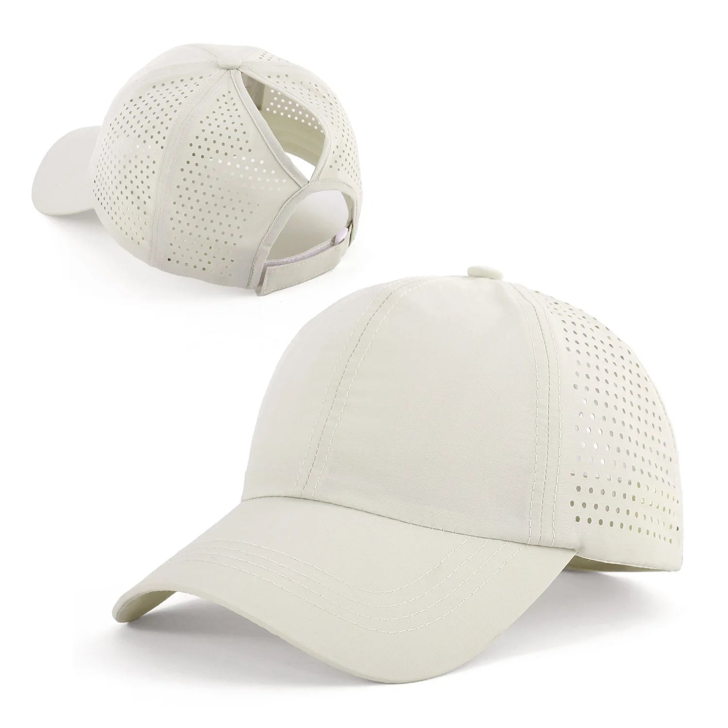 Damen Zopf Cap | Damen & Herren Mesh Atmungsaktive Baseballcap | UV-Schutz & Ponytail-freundlich Verstellbar Kaufschwan® Beige