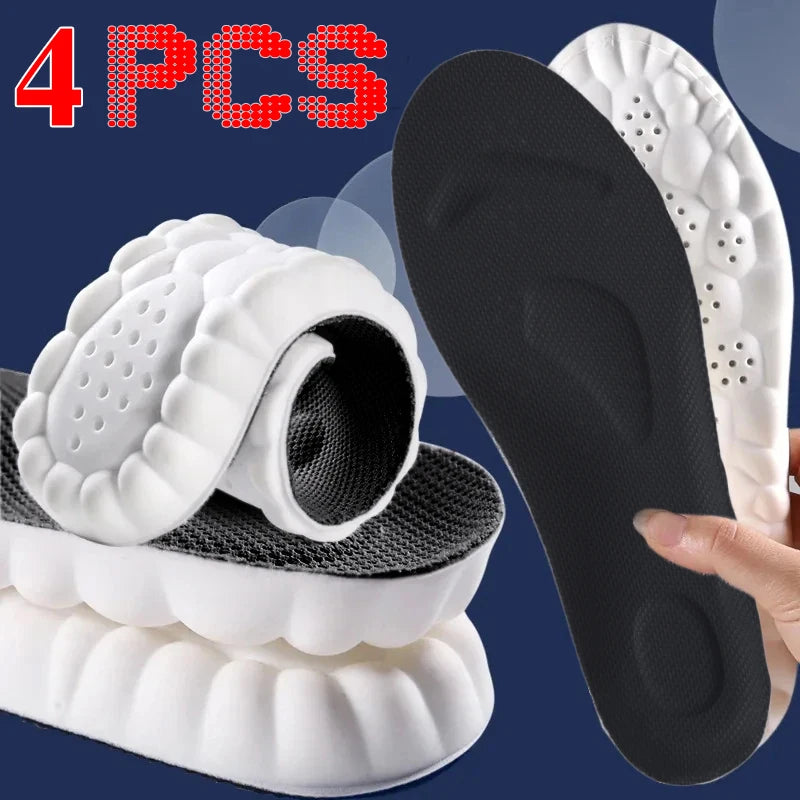 4D Massage Einlegesohlen | Superweiche Sportschuhe Sohlen mit Fußgewölbeunterstützung – Orthopädische Einlagen für Damen & Herren Kaufschwan® 4 Stück - Schwarz Weiß EU 43-44