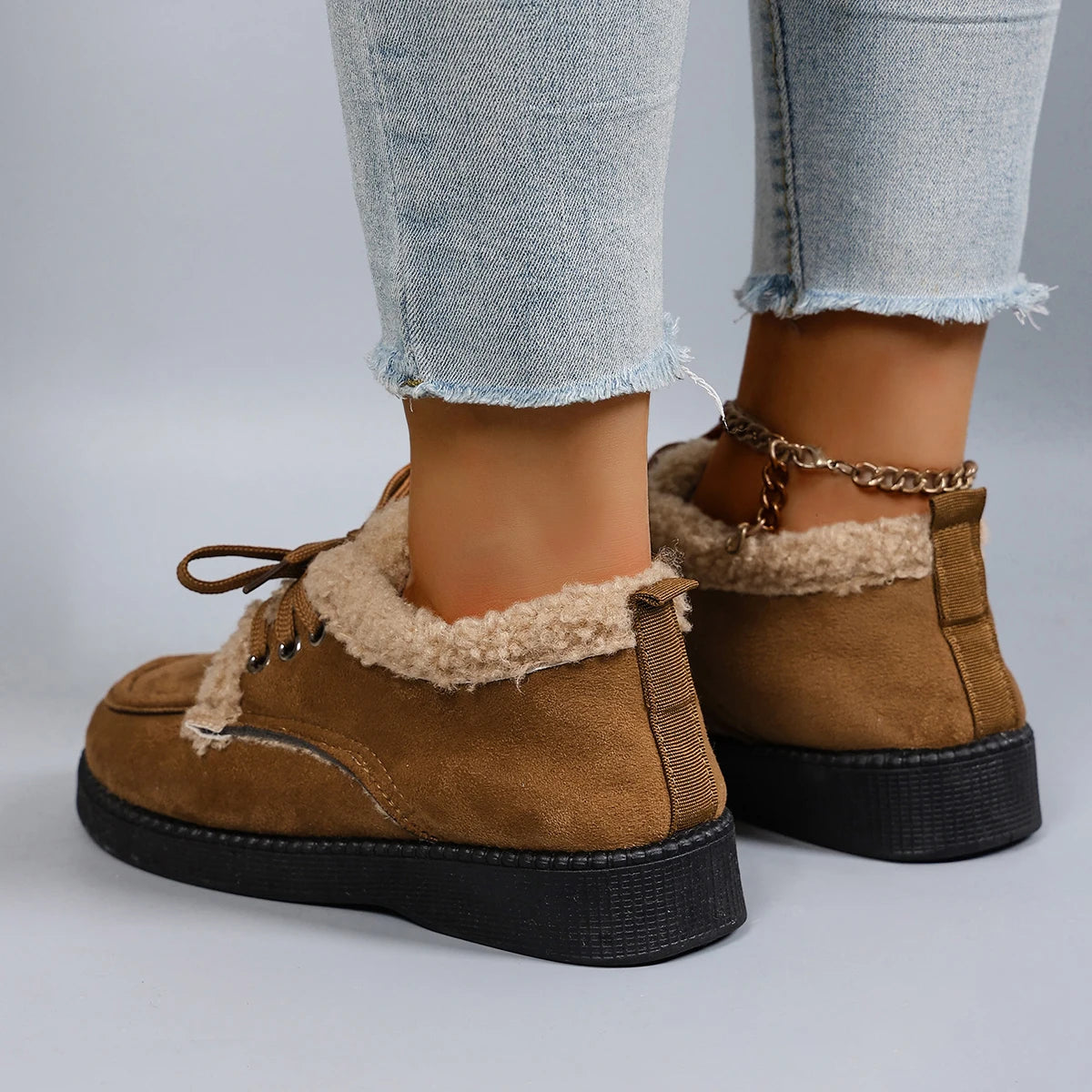 Damen Niedrige Winter Baumwollschuhe – Warme, Bequeme & Atmungsaktive Freizeitschuhe | Kunstfell Gefütterte Herbst- und Winterschuhe Kaufschwan®
