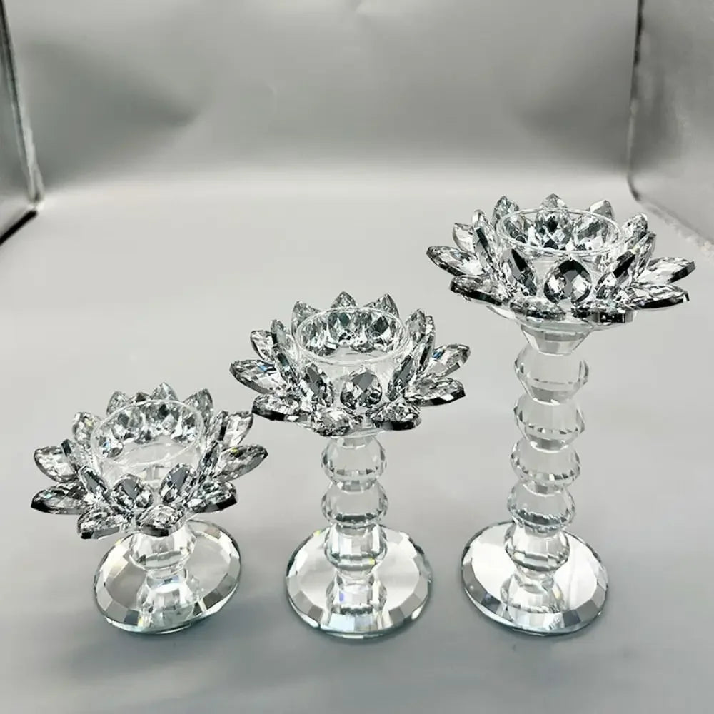 Kristall Lotus Kerzenhalter – Eleganter Klarer Blumen-Teelichthalter mit Flachem Standfuß für Party Dekoration Kaufschwan®