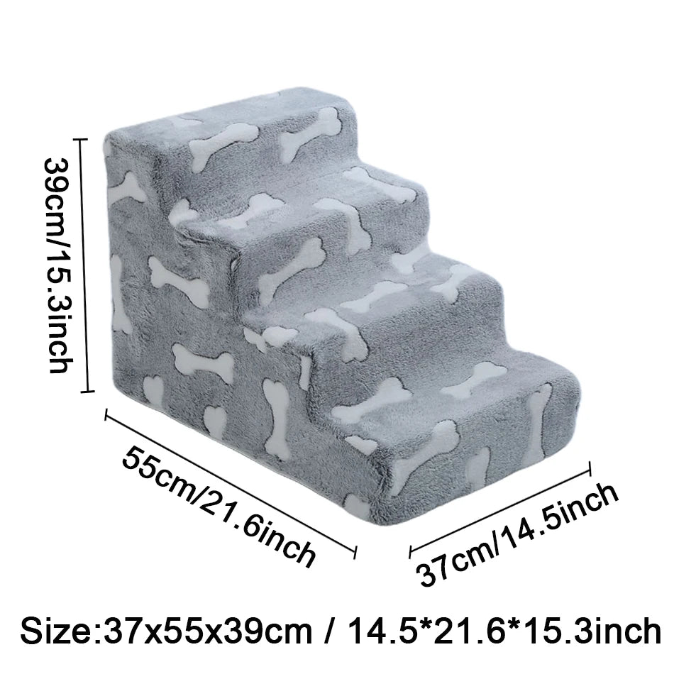 Knochenform Hundetreppe – Weiche Rutschfeste Haustierleiter für Sofa & Bett Kaufschwan® 4 Stufen