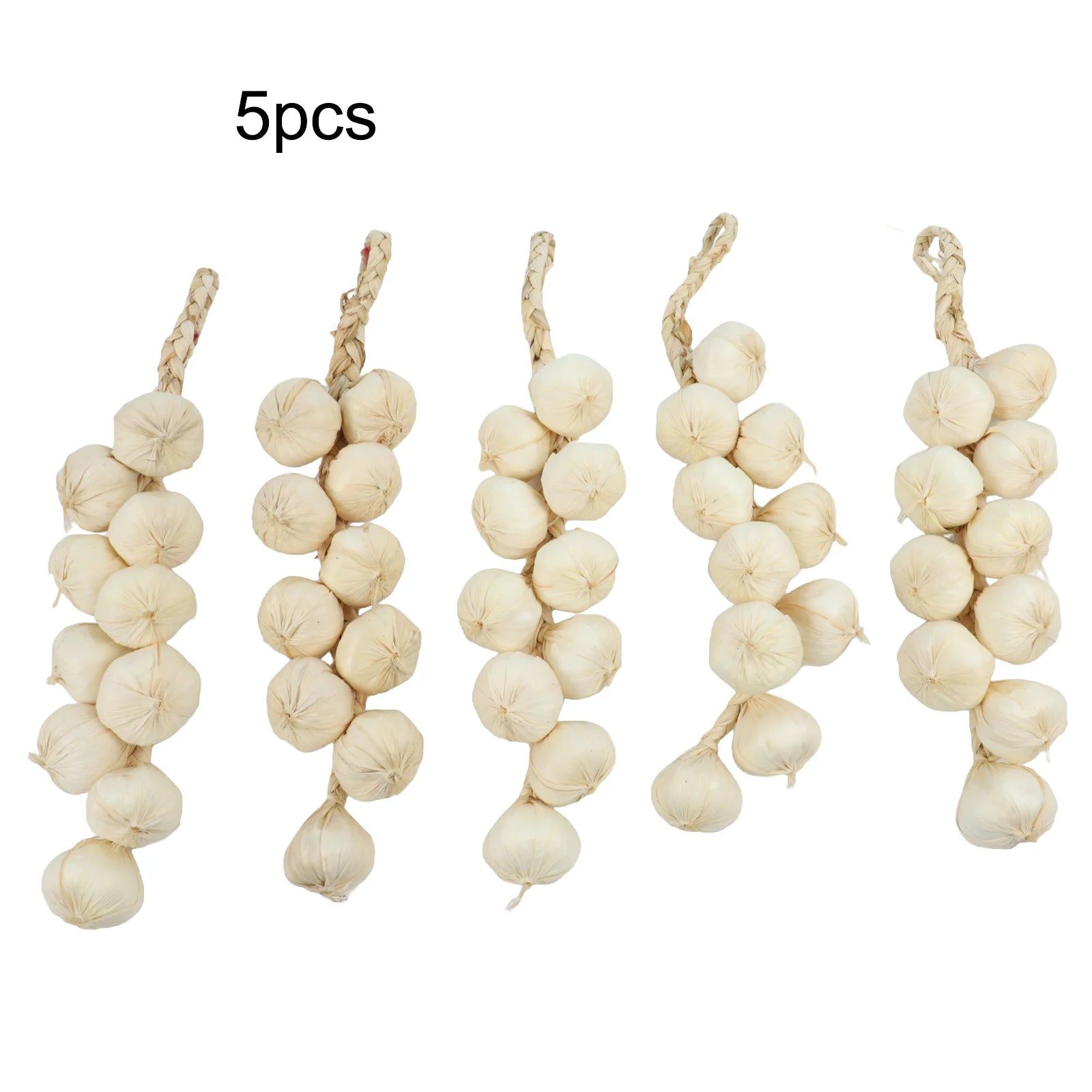 5 Stück Künstliche Knoblauch-Dekoration – Plastik Knoblauchgirlande für Küche, Party, Pub & Restaurant Kaufschwan® Weißer Knoblauch