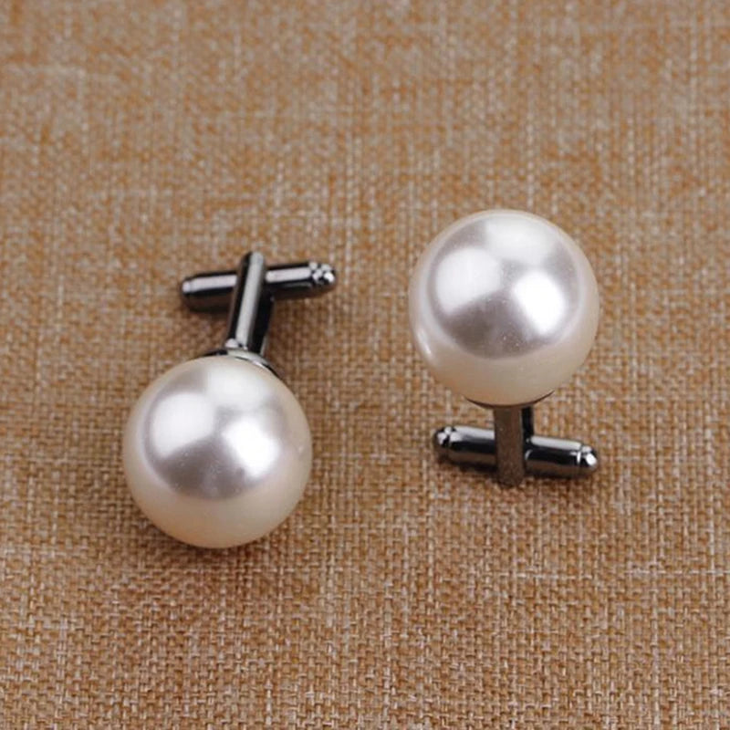 Runde Imitationsperlen Manschettenknöpfe – Elegante Perlen Manschetten für Damen & Herren | Hochzeit, Business & Anlass Accessoires Geschenk Kaufschwan®