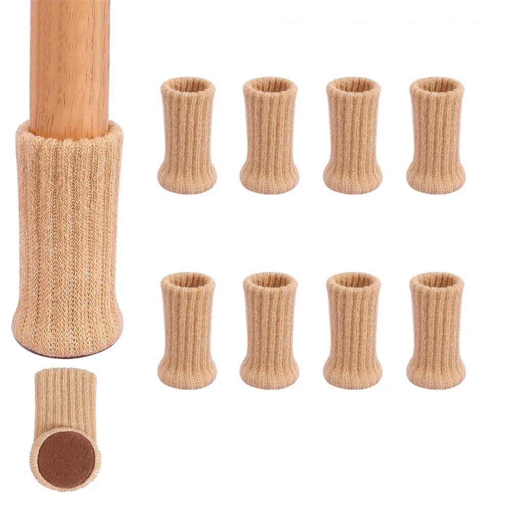 4/8/24 Stück Gestrickte Möbelbein Socken – Stuhlbein Bodenschutz & Möbelkappen | Kratzschutz Stuhlbeinüberzüge für Kommoden & Möbel Kaufschwan® Beige -8 Stück
